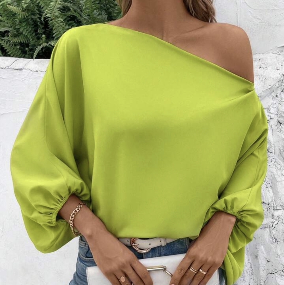 Shein Lime Green Off-Shoulder Women's Top